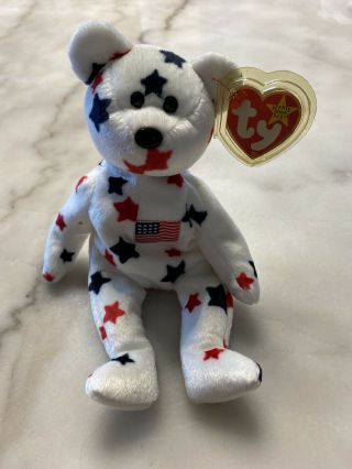 Ty Beanie Baby - " Glory " The Bear - 1997 - Retired With Errors