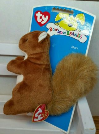 Ty Bow Wow Beanies Nuts Squirrel Squeaky Dog Toy