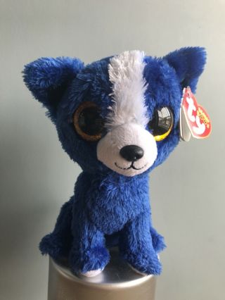 Rare Beanie Boo T - Bone Plush Vintage With Tag Antique Blue With Gold Glitter
