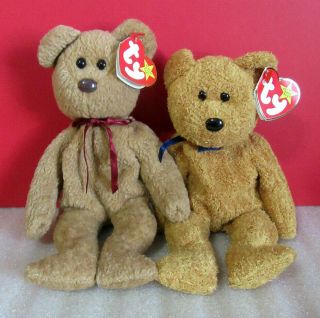 Ty The Beanie Babies Curly And Fuzz Teddy Bear Plush Doll Toy