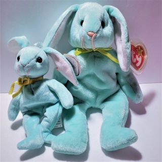 Green Easter Bunny Plush Hippity Ty Beanie Basket Babies Stuffed Animal Toy
