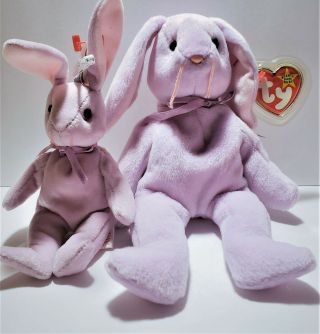 Purple Easter Bunny Plush Floppity Ty Beanie Basket Babies Stuffed Animal Toy