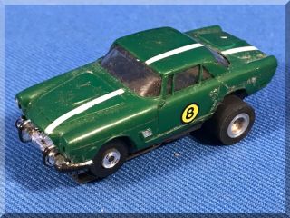 Vintage Aurora Thunderjet 500 Ho Slot Car Bright Green Maseratti Tjet Stripe Cut