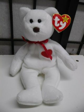 Rare 1994 Valentino The Bear Ty Beanie Baby Brown Nose & Multiple Errors Heart