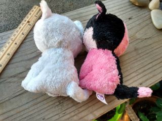 Two Ty Beanie Boo Cats Kitties WHITE & PINK 6 