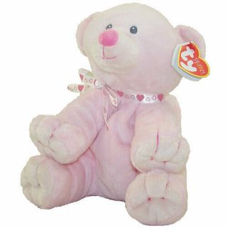Rare Medium Ty Beanie Babies Pluffies Amore The Pink Teddy Bear 10 " Plush Gift