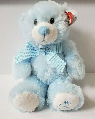Ty Pluffies My First Teddy Bear 2015 With Tags Sweet Baby Boy Blue Plush
