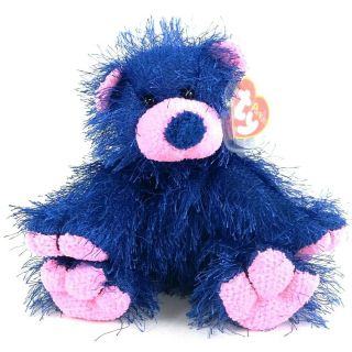 Ty Punkies Zapp Blue Pink Bear Plush Toy 6 " Shaggy Nwt