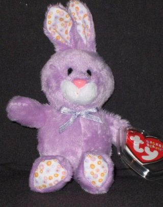 Ty Bloom The 5 " Purple Bunny Basket Beanie - With Tag