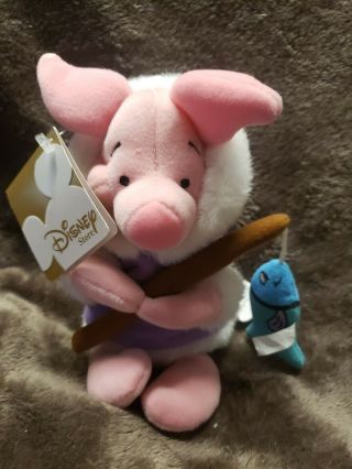 Disney Store Eskimo Piglet W/fish Bean Bag Plush Beanie Winter Pooh Doll Toy