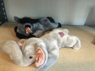 Election Time Ty Beanie Babies Lefty The Donkey And Righty The Elephant Tags