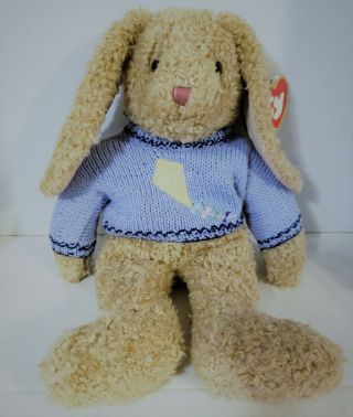 Retired Ty,  Curly,  Plush Tan Rabbit/bunny,  18” Large Beanie (1991,  Ty) W/tags
