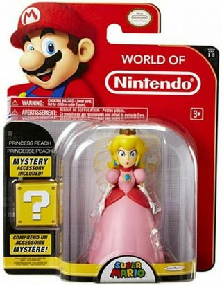 Nintendo Princess Peach With Crown 4 " Mario Figure,  Mystery Accessory