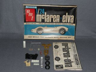 Vintage Amt 1/24 Mclaren Elva Slot Car Box & Several Misc.  Parts
