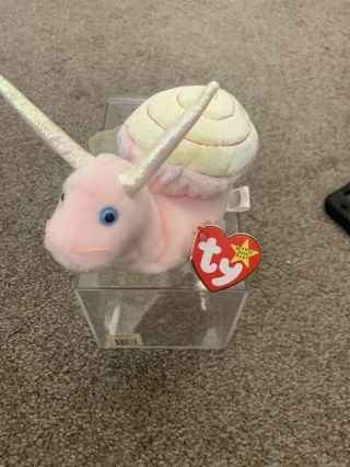 Rare Retired Ty Beanie Baby Swirly The Snail With Tag Errors/pe Pellets