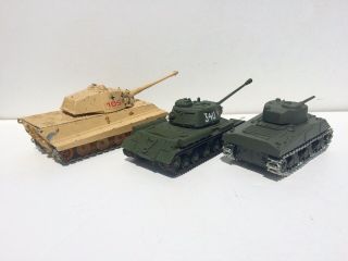 3 Tanks Solido Polistil King Tiger Konigstiger Sherman Js2 1/43 1/50 Tank Panzer 3