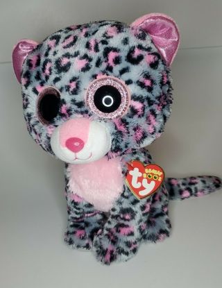 Ty Beanie Boos - Tasha The 6 " Pink And Gray Leopard - With Tag