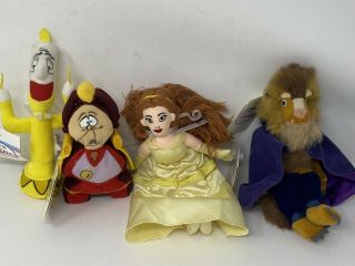 Nwt Disney Bean Bag Plush Beauty And The Beast Lumiere Cogsworth Belle Beast