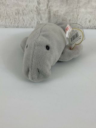 Ty Beanie Baby Manny The Manatee W/style Tag Retired Dob: June 8th,  1995 Pvc