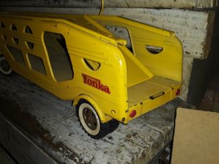 Vintage 1961 Tonka Pressed Steel Yellow Car Carrier Transporter 40 3