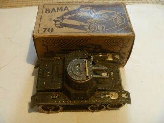 Vintage Gama Tinplate Clockwork World War 2 Tank No Key But Boxed