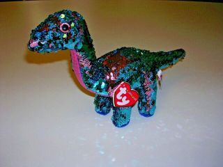 Ty Flippables Sequin Tremor Dinosaur - Spacex Zero G Indicator Dm - 2 - 6 " Tall