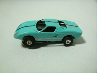 Vintage 1966 - 72 Aurora Tjet Ford Gt Turquoise Black Ho Slot Car 1374 Thunderjet