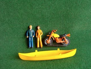 Vtg Tonka Jeep Renegade - Motorcycle,  Dirt Bike Rack,  People And Canoe 1970s