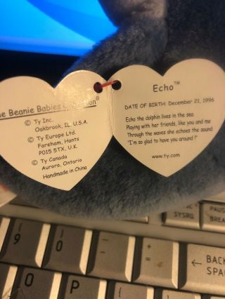 Ty Beanie Babies Echo The Dolphin.  No Errors That I Can See 3