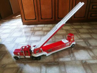 Vintage 1980s Pressed Steel,  No.  1 Tonka Fire Truck Hook And Aerial Ladder Truck.