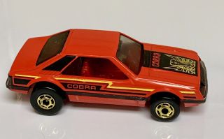 Hot Wheels Red Cobra Turbo Mustang Gold Hubs Near Blackwall