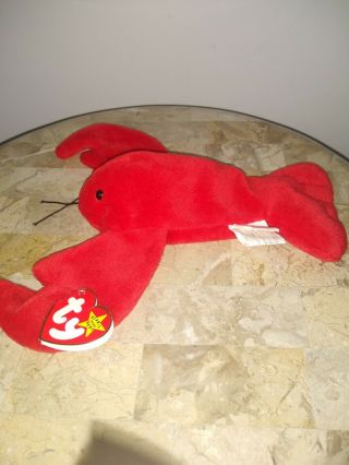 1993 RETIRED TY BEANIE BABY PINCHERS THE LOBSTER w/ PVC PELLETS - Tags Attached 2