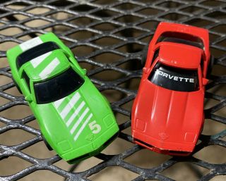 2 Tyco 440×2 Corvette’s Red And Lime Green 5