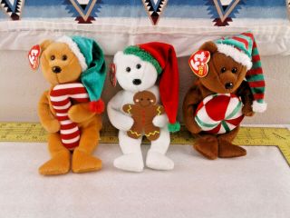 Ty Beanie Babies Tasty,  Yummy & Goody Christmas Bears Set 2005 Holiday Cheer