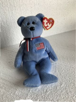 Ty Beanie Baby America Blue Version Bear Patriotic Toy Retired