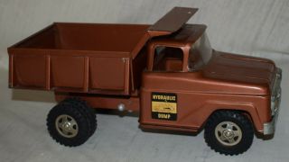 Vintage Pressed Steel Tonka Hydraulic Dump Truck - Brown Bronze Copper