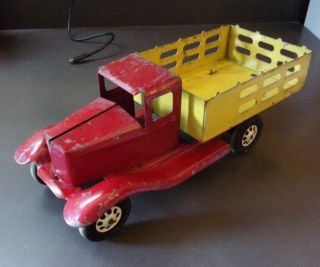 Vintage Wyandotte Or Marx Red & Yellow Truck Pressed Steel Toy