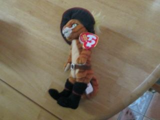 2007 8 " Tall Ty Beanie Baby Puss In Boots Retired Shrek The Third 3 Movie
