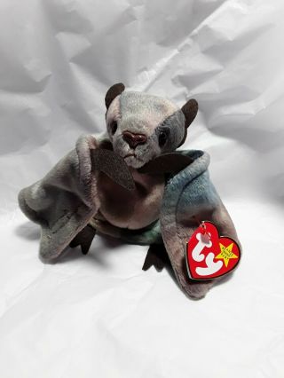 Ty Beanie Babies Batty the Bat - 4035 - Brown and Tie Dye - set of 2 3
