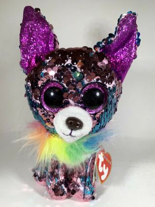 Ty Beanie Boos Flippables 6 " Yappy Color Changing Sequins Chihuahua Plush