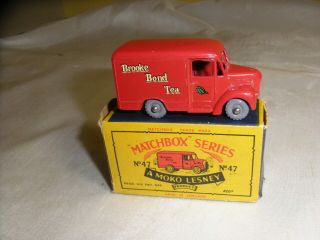 Vintage Matchbox Moko Lesney No.  47 Brooke Bond Tea Trojan 1 Ton Van W/ Box