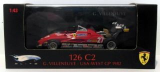 Hot Wheels F1 1/43 Scale T6268 - Ferrari 126c2 Usa West Gp 1982 - G.  Villeneuve