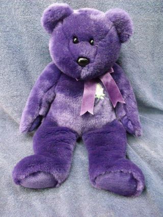1998 Ty Beanie Buddies Princess Diana Purple Teddy Bear 14 " No Hang Tag