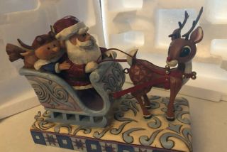 Rudolph The Red Nosed Reindeer & Santa Music Box Jim Shore Mib