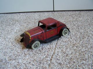 Vintage 1930s Marx Tin Litho Siren Fire Chief Car Wind Up