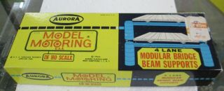 Aurora Model Motoring Ho Scale 4 Lane Modular Bridge Beam Supports 1966
