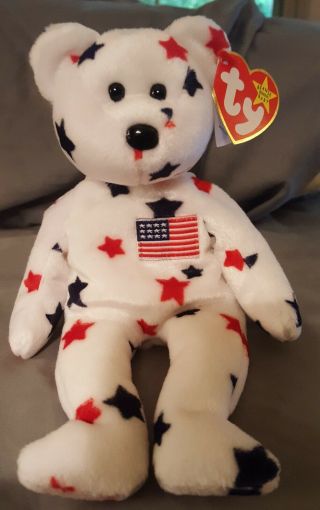 Ty Beanie Baby - " Glory " The Bear - 1997 - Retired With Errors