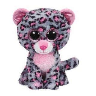 Ty Beanie Boos Tasha The Leopard Pink & Gray Medium Buddy 9 " Mwmt