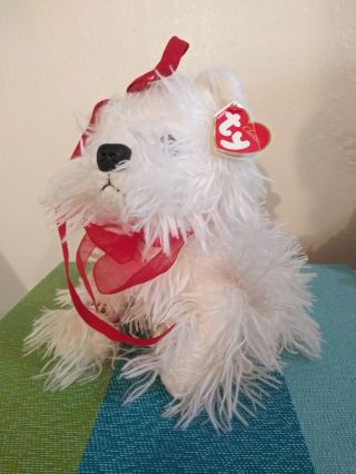 Ty Classic Moppet White Dog Plush Stuffed Animal Toy 12 " 2006