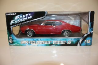 Greenlight Fast And Furious 1:18 Scale Doms 1970 Chevrolet Chevelle Ss Red
